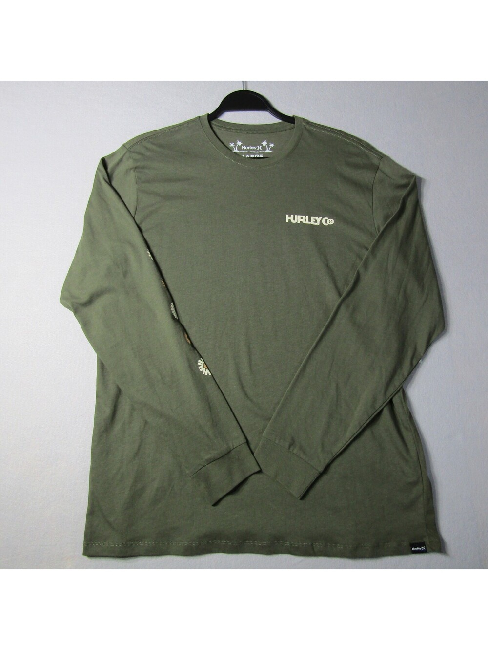 NWT Hurley Solar Cycles LS Shirt Men's L Charcoal Fern